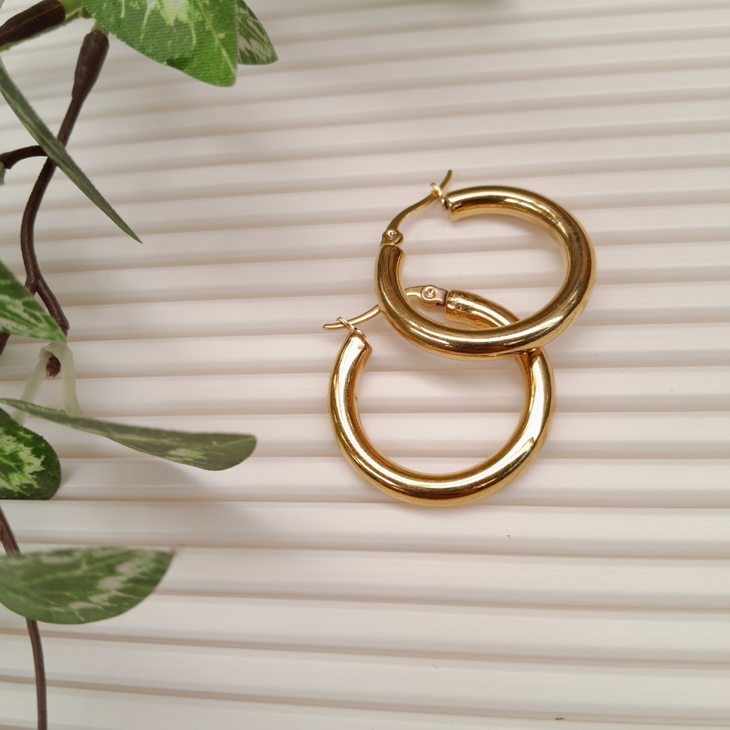 Gold Stainless Steel Hoop Earrings, with 304 Stainless Steel Pin, Hypoallergenic Earrings