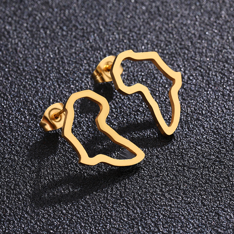 Gold 304 Stainless steel africa studs