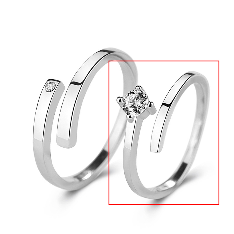 925 Sterling Silver Silver And Cubic Zirconia Geometric Open Ring