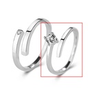 925 Sterling Silver Silver And Cubic Zirconia Geometric Open Ring