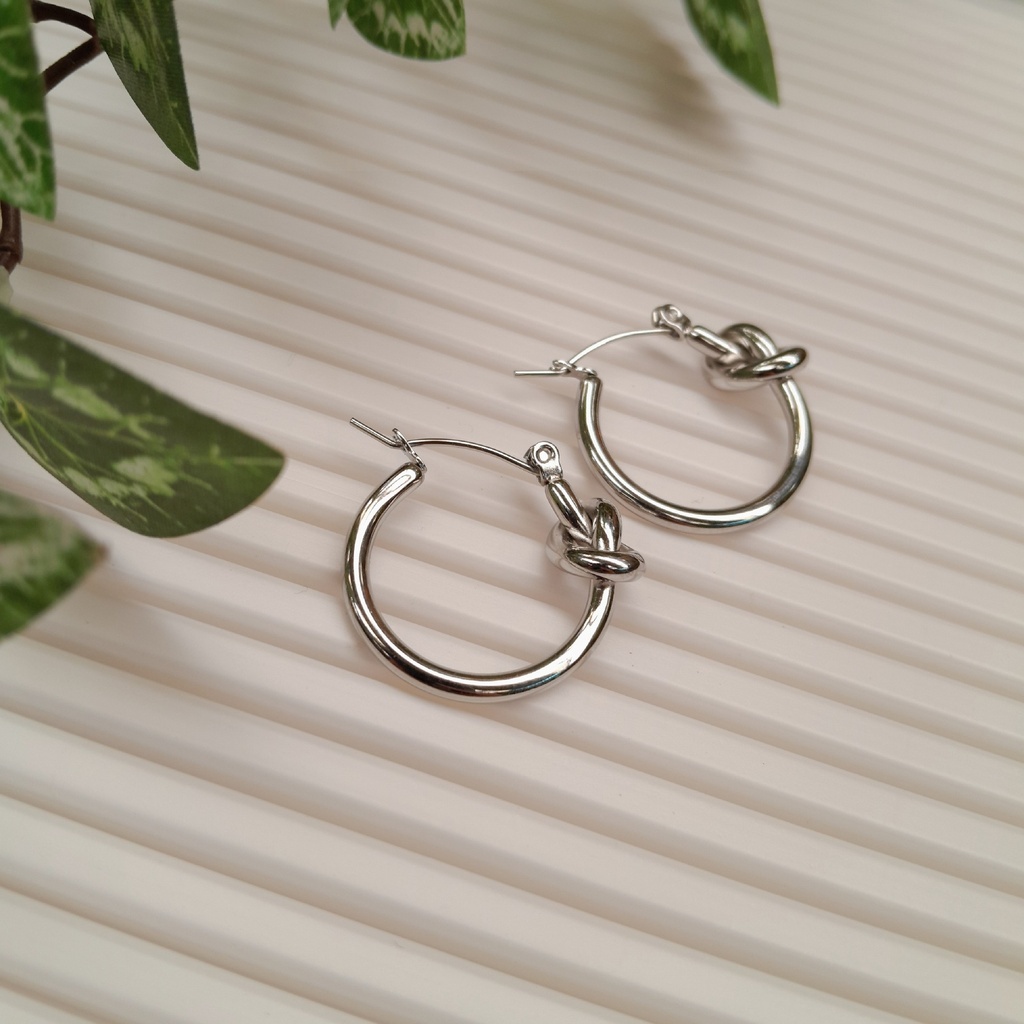 Knot Hoop Earrings In Titanium Steel