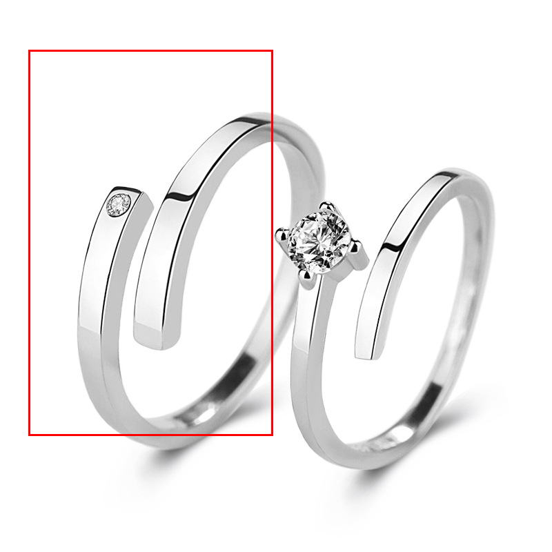 925 Sterling Silver Silver And Cubic Zirconia Geometric Open Ring