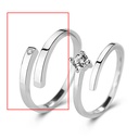 925 Sterling Silver Silver And Cubic Zirconia Geometric Open Ring