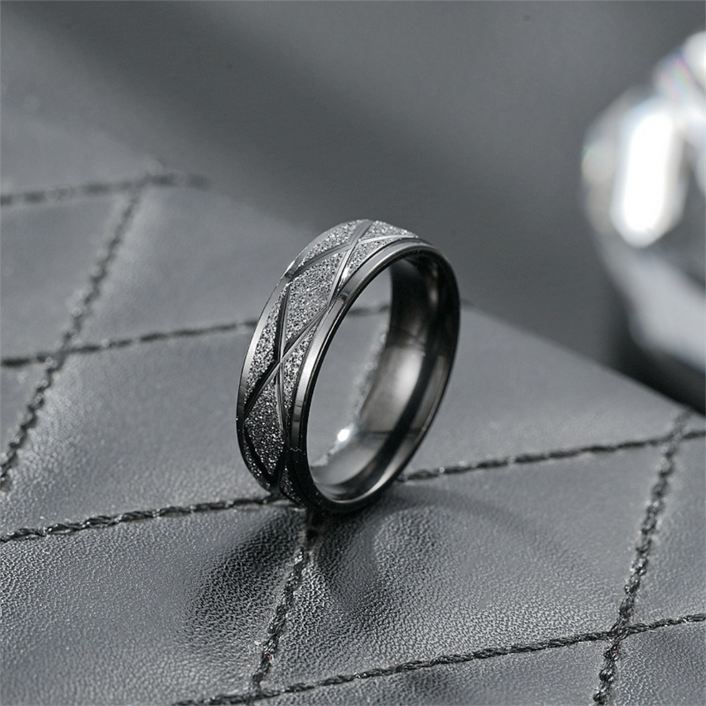 Titanium Steel Black Frosted Ring - Size #10