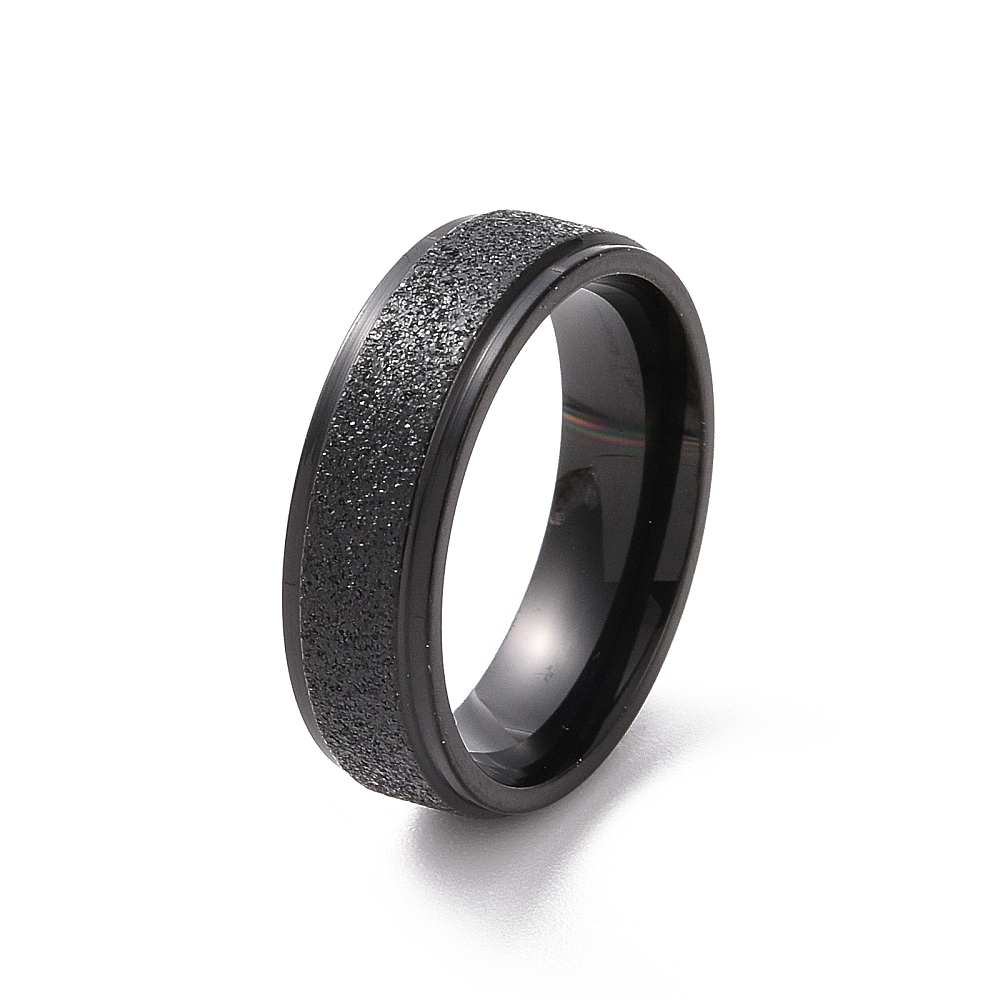 Black Stainless Steel Ring textured - size #7