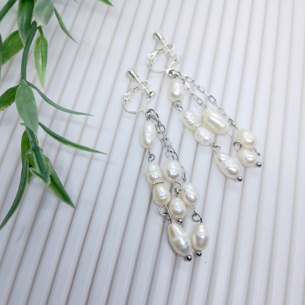 Fresh Water Pearl Dangle clip on earrings