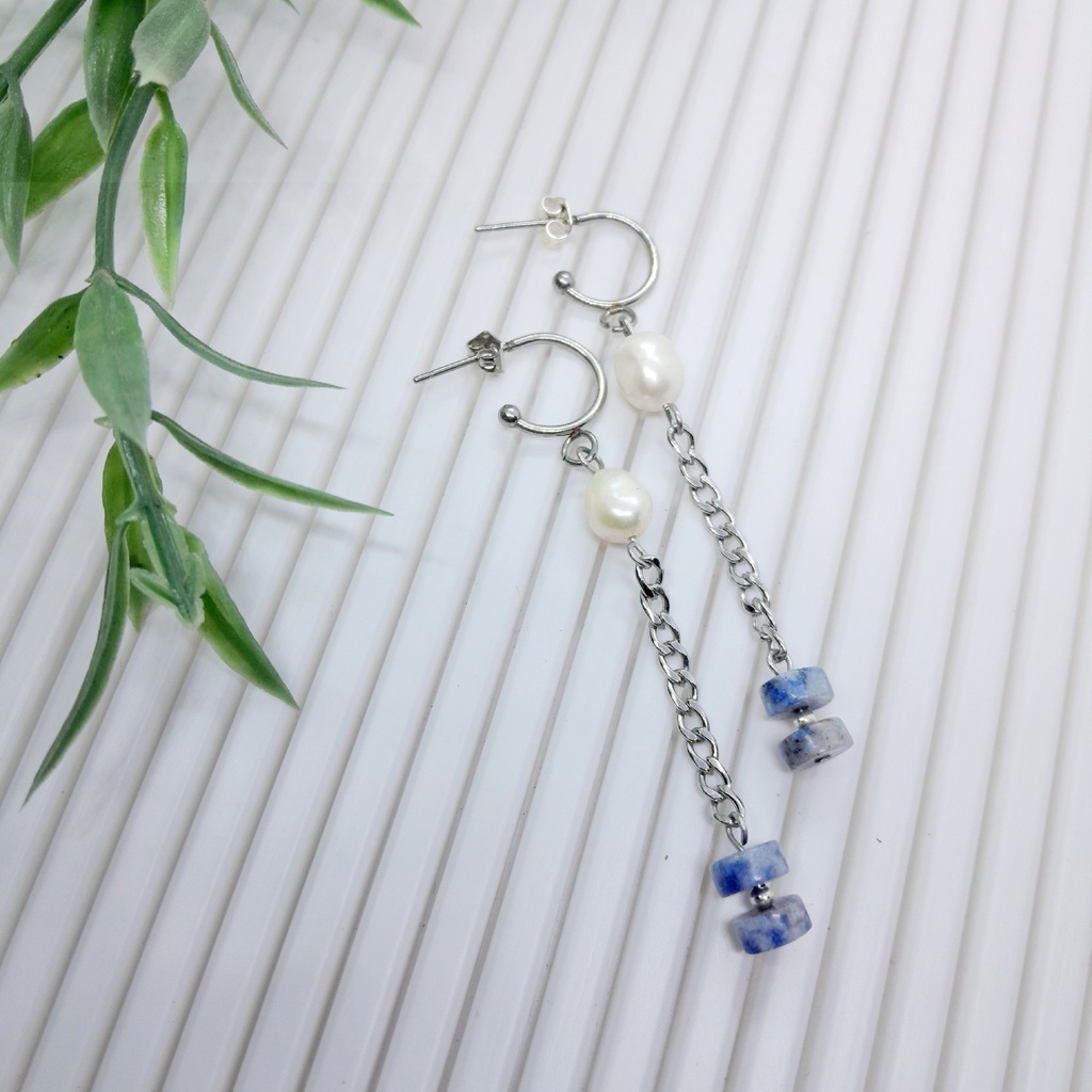 Sodalite Stainless Steel studs dangles