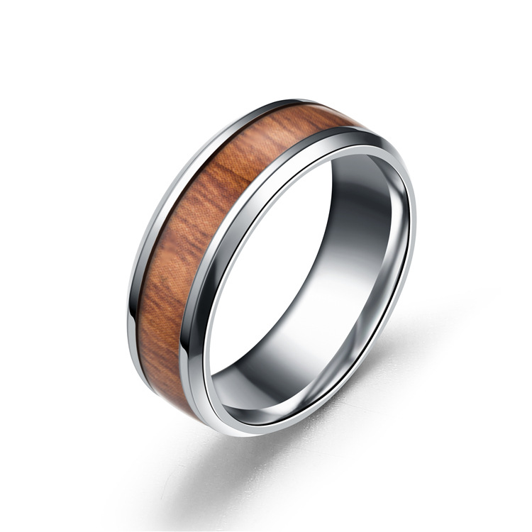 [ring20] Stainless Steel Wood Grain Ring - Size #13