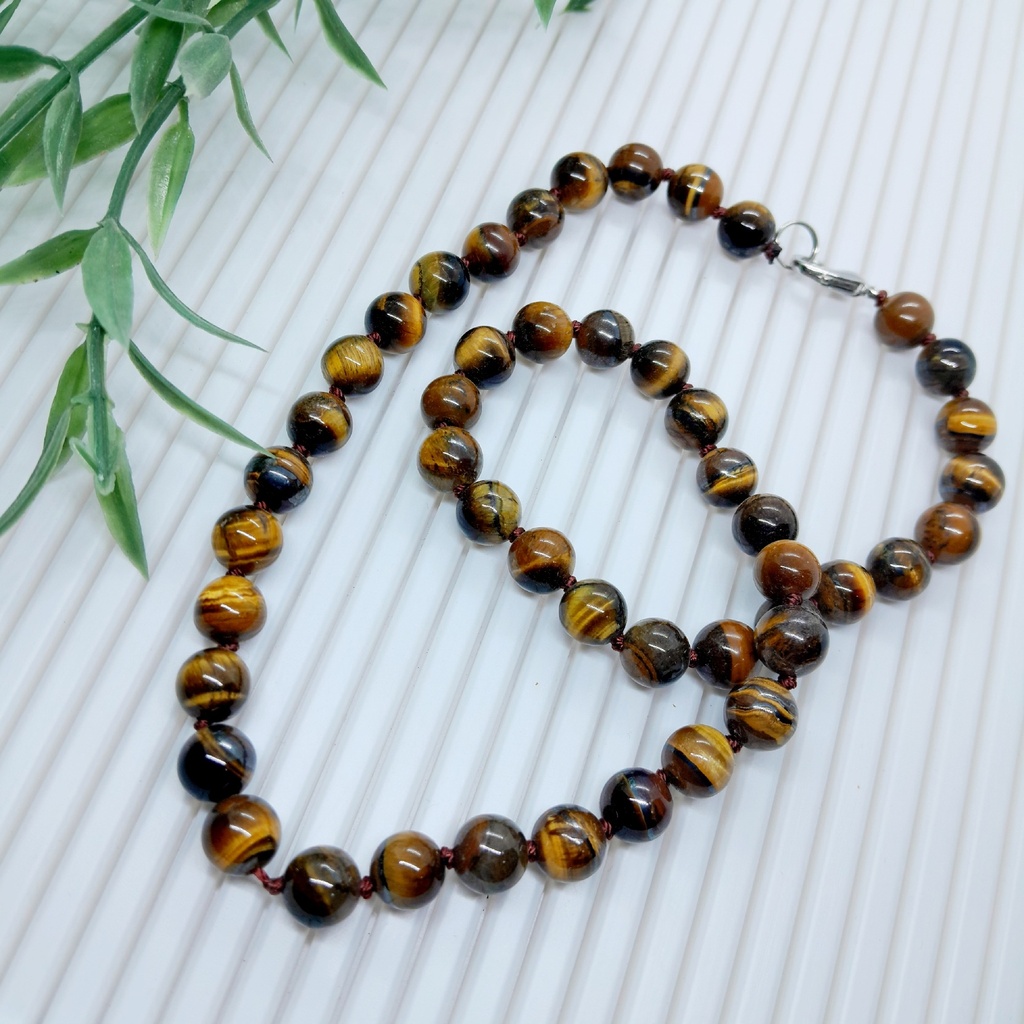 Natural tiger eye stone necklace