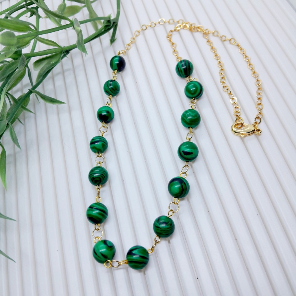 Natural Malachite stone necklace 