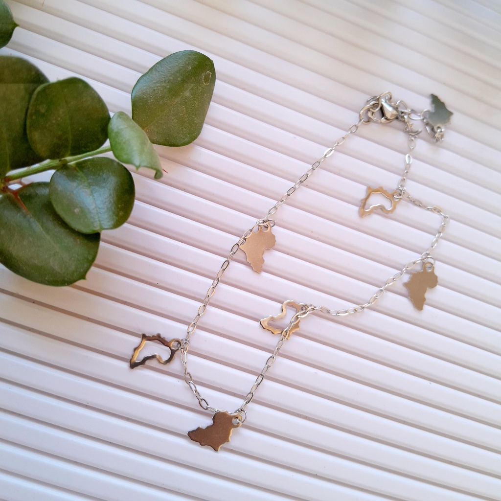 Stainless Steel ankle bracelet  with Africa charms