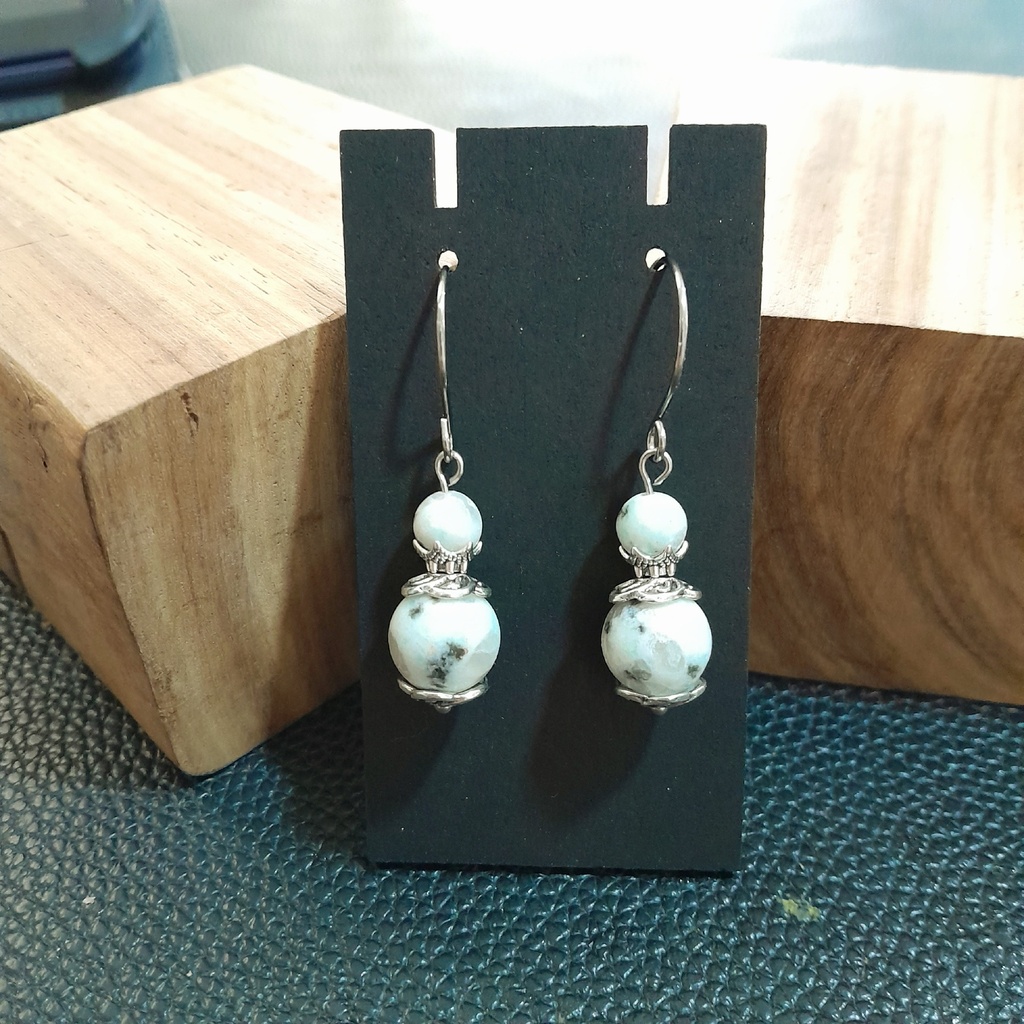 Stainless Steel earring studs with natural howlite beads