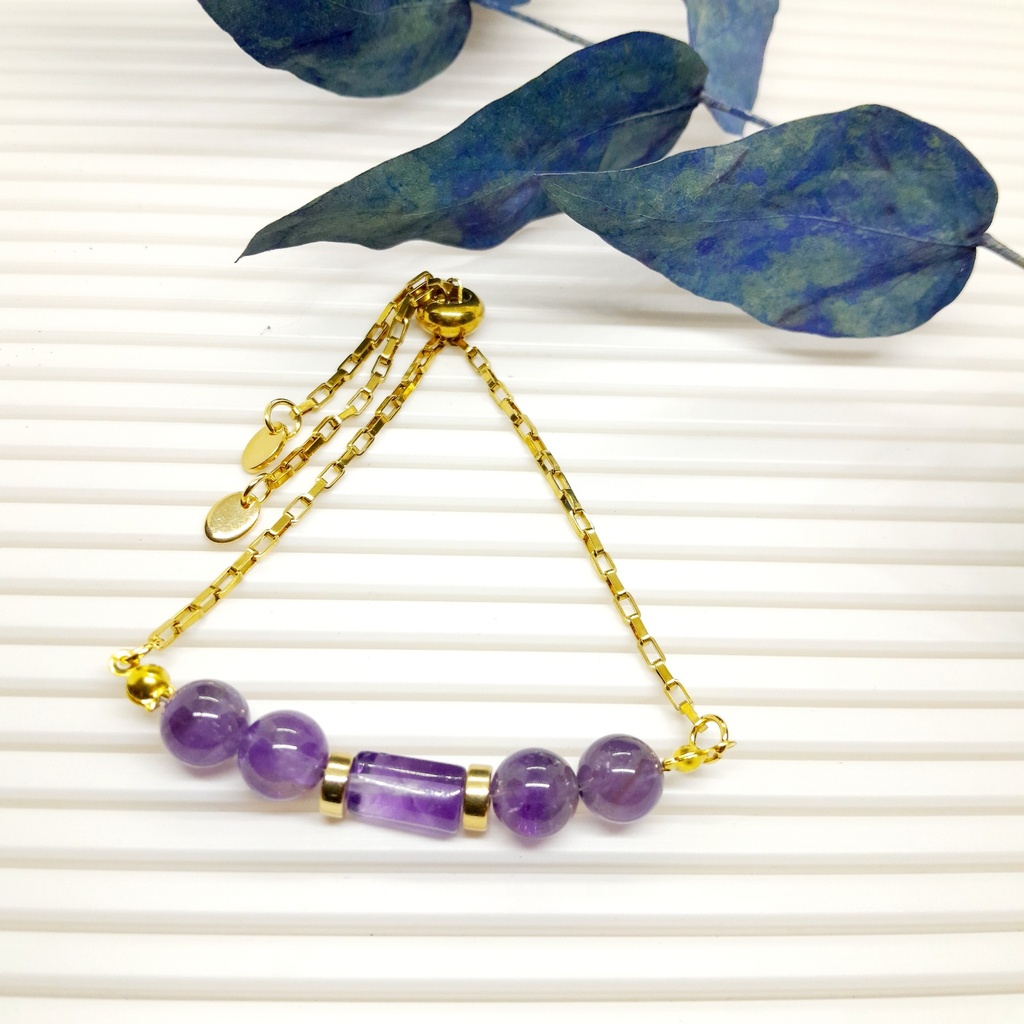 Natural Amethyst slider bracelet