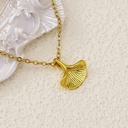 Gold Ginkgo Leaf Titanium Steel Necklace