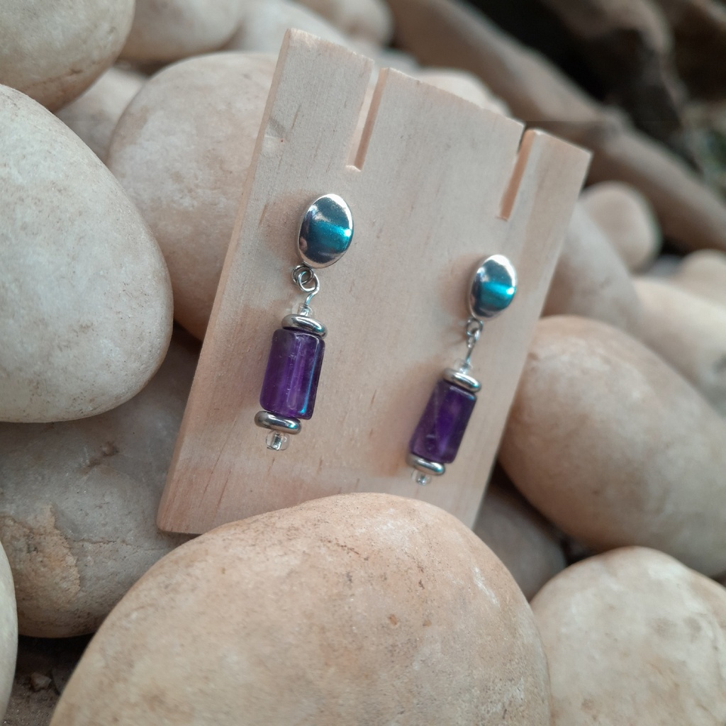 Amethyst dangle studs