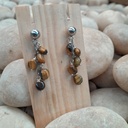 Natural tiger eye tumble bead dangle earrings