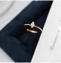 Gold Titanium Steel Cubic Zirconia Marquise Ring - Size #6