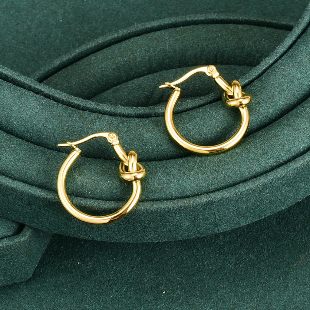 [ear24] Stainless Steel Knot hoop earrings