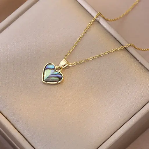 [neck138] Gold Titanium Steel Shell Heart Necklace