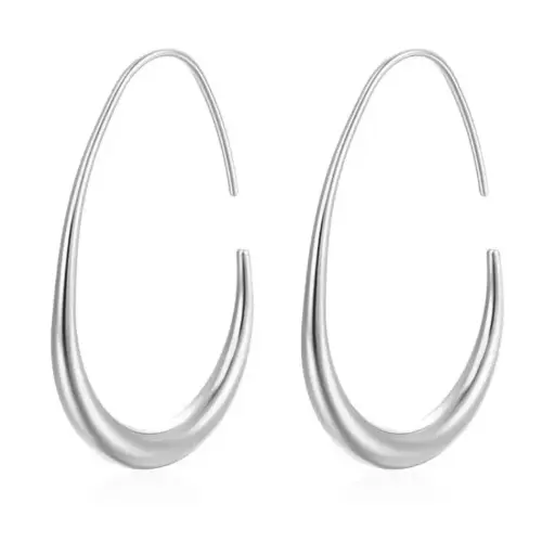 [ear68] Silver Titanium Steel Geometric Earrings 