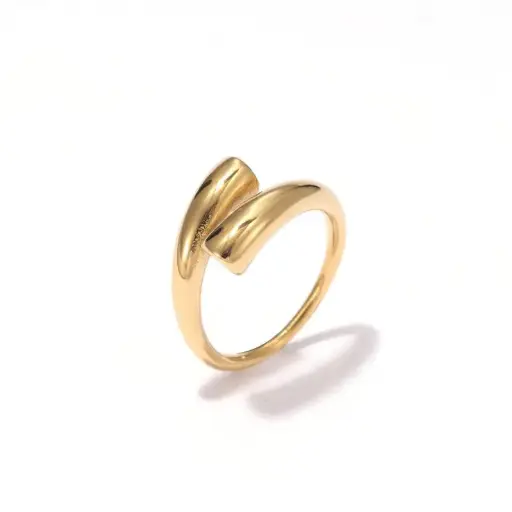 [ring154] Gold Stainless Steel open ring