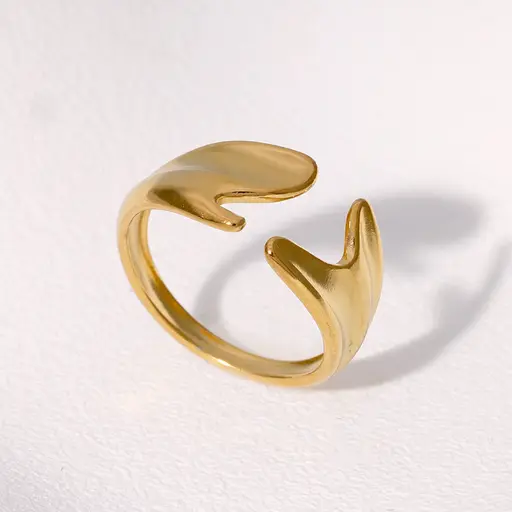 [ring162] Gold Steel Stainless Steel Irregular Open Ring