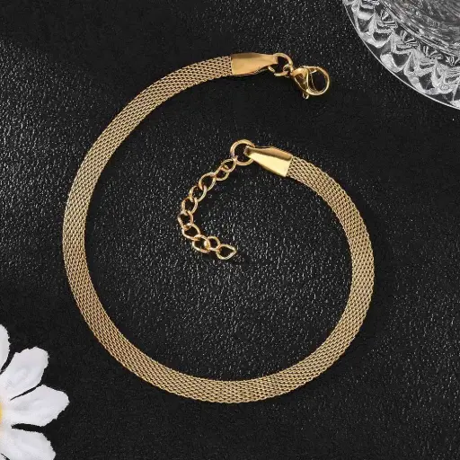 [brace33] Gold Stainless Steel Mesh Bracelet 