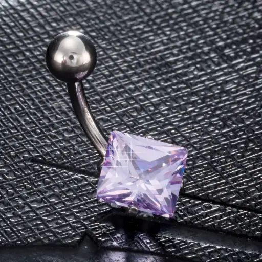 [bel50] Navel Ring, Belly Rings, with 304 Stainless Steel Bar, Lead Free & Cadmium Free, Square