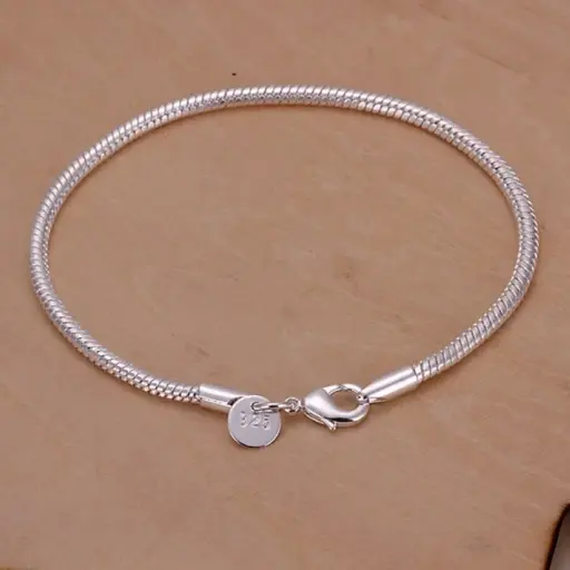 [brace35] 925 Sterling Silver 3MM Snake Chain Bracelet