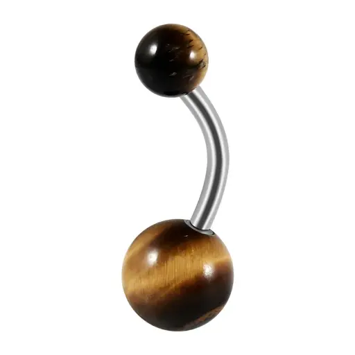 [bel54] Stainless Steel Tiger Eye Belly ring