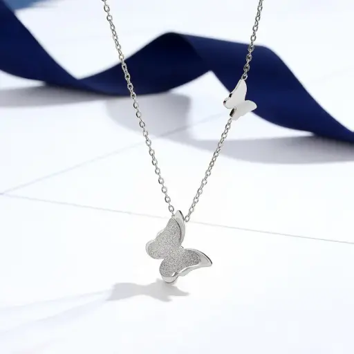 [neck193] Butterfly Titanium Steel Necklace