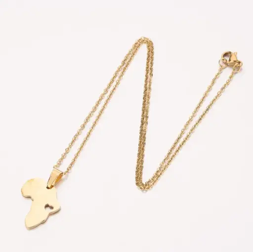 [neck201]  Stainless Steel 18K Gold Plated Africa Necklace