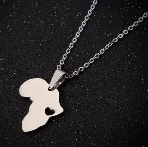 [neck202]  Stainless Steel Africa Necklace