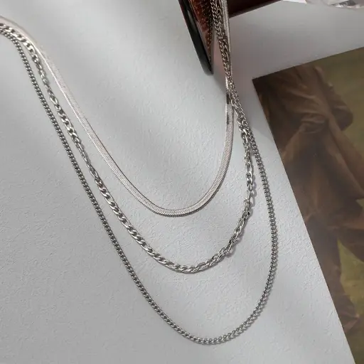 [neck222] Stainless Steel 3 Layered Necklaces