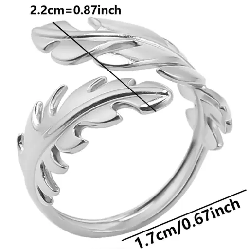 [ring188] Stainless Steel leaf ring - Adjustable
