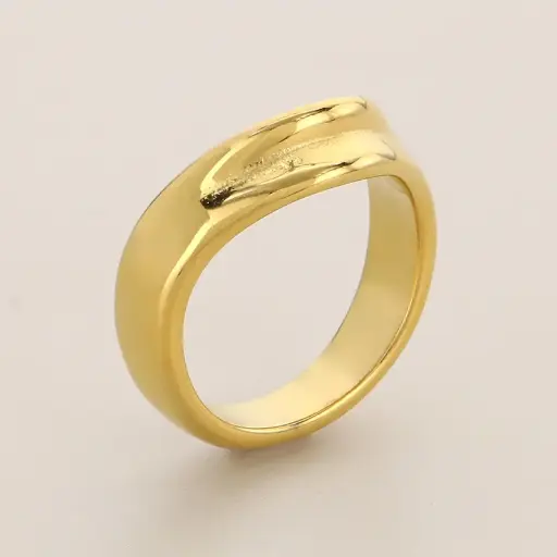 [ring196] 304 Stainless Steel 18K Gold Plated Twist Ring - #6