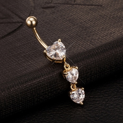 [bel05] 3 Heart Belly Ring