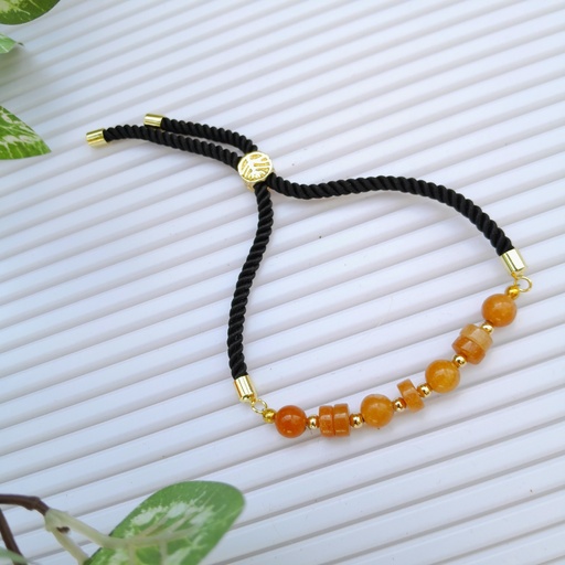 [gsb75] Stainless steel slider bracelet with carnelian beads