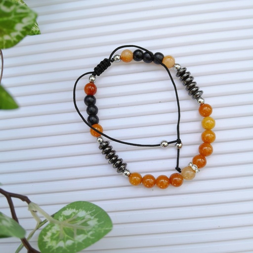 [gsb68] Slider bracelet with natural carnelian stones 