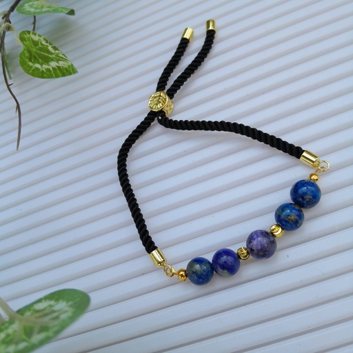 [gsb70] Slider bracelet with natural lapis lazuli stones