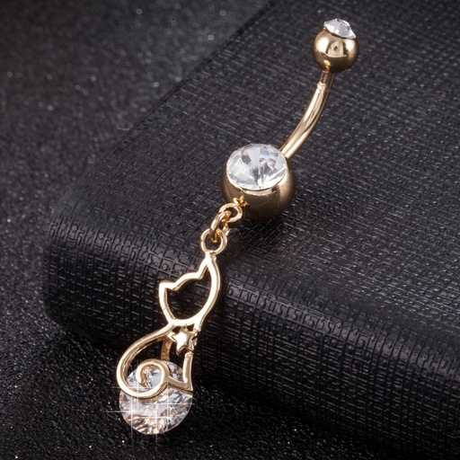 [bel10] Cat Charm Belly Ring
