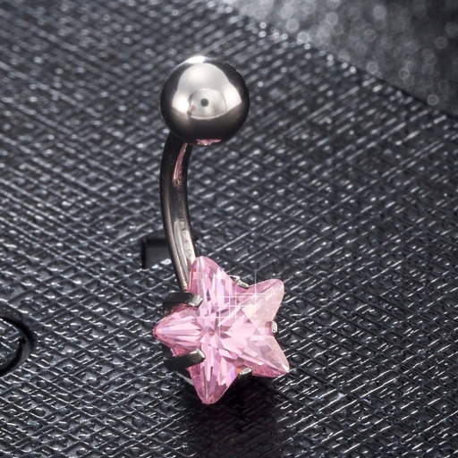 [bel12] Pink Star Belly Ring