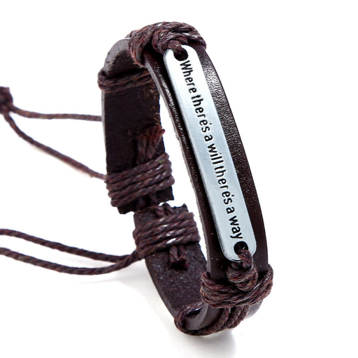 [brace12] Adjustable Cowhide Cord Bracelets, Antique Silver Tone 