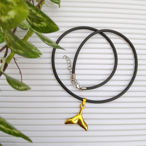 [neck11] 304 Stainless Steel Pendants, Whale Tail Shape, Golden Necklace