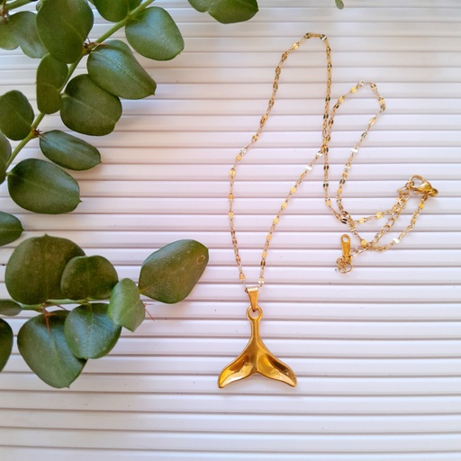 [X-STAS-L222-17G] 304 Stainless Steel Pendants, Whale Tail Shape, Golden Necklace