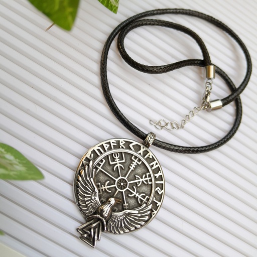 [neck20] 304 Stainless Steel Raven Odin Rune Necklace