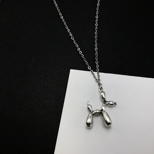 [neck30] Silver Titanium Steel Balloon Dog Necklace