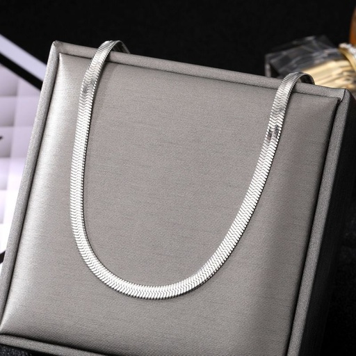 [ASUD81183] Silver Stainless Steel Snake Bone Chain Necklace