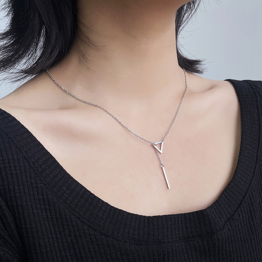 [ASUE08006] Stainless Steel Triangle Y-shaped Necklace