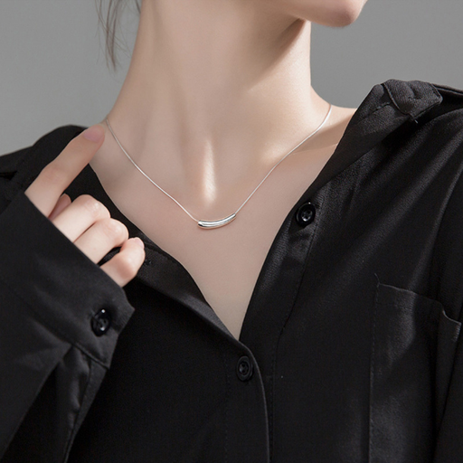 [ASUE41395] Titanium Steel Curved Necklace